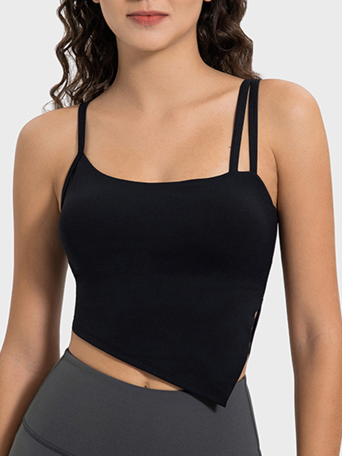 Millennia Slit Asymmetrical Neck Active Cami - Luxe4Everyday Activewear