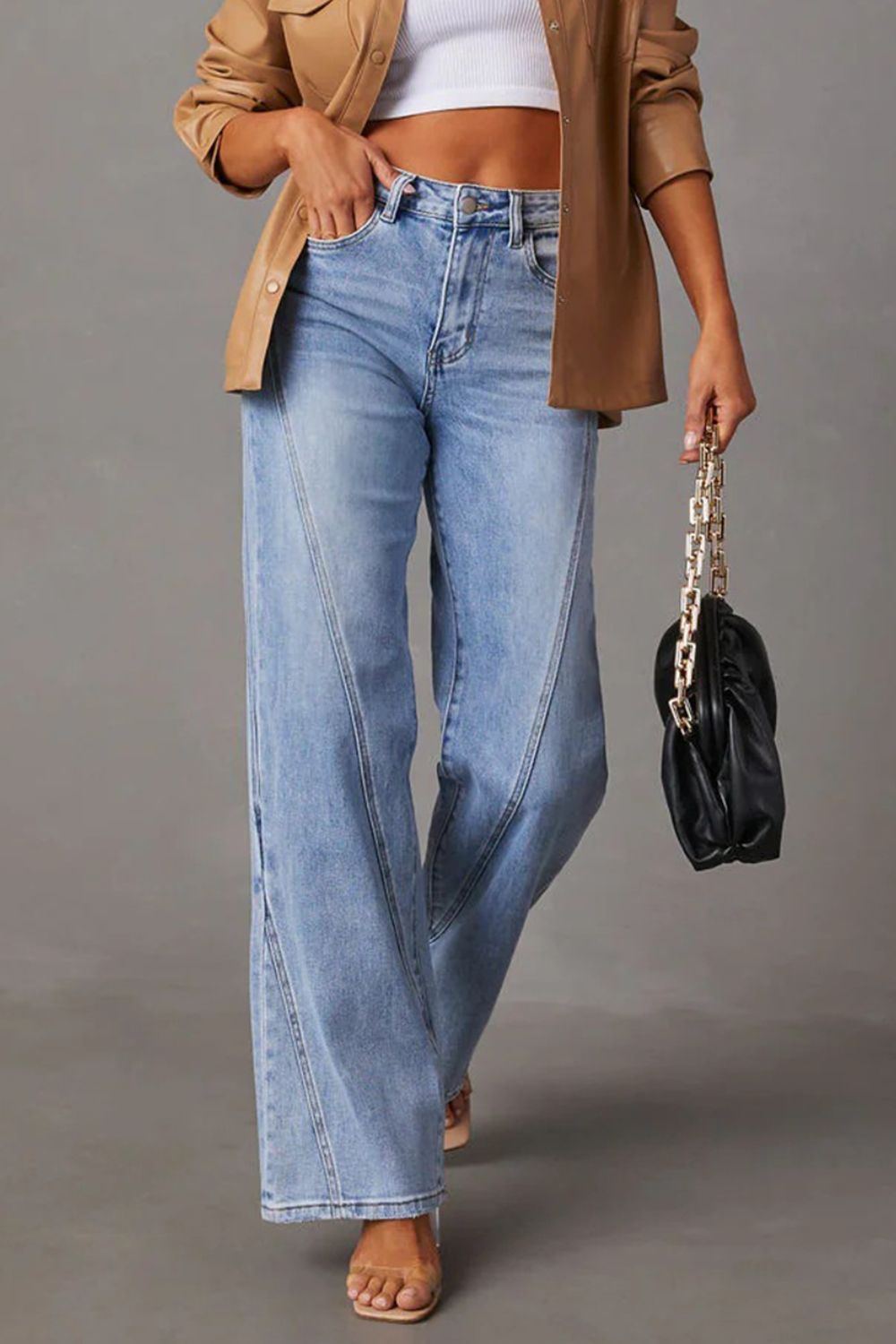 High Waist Straight Jeans with Pockets - Luxe4Everyday Jeans