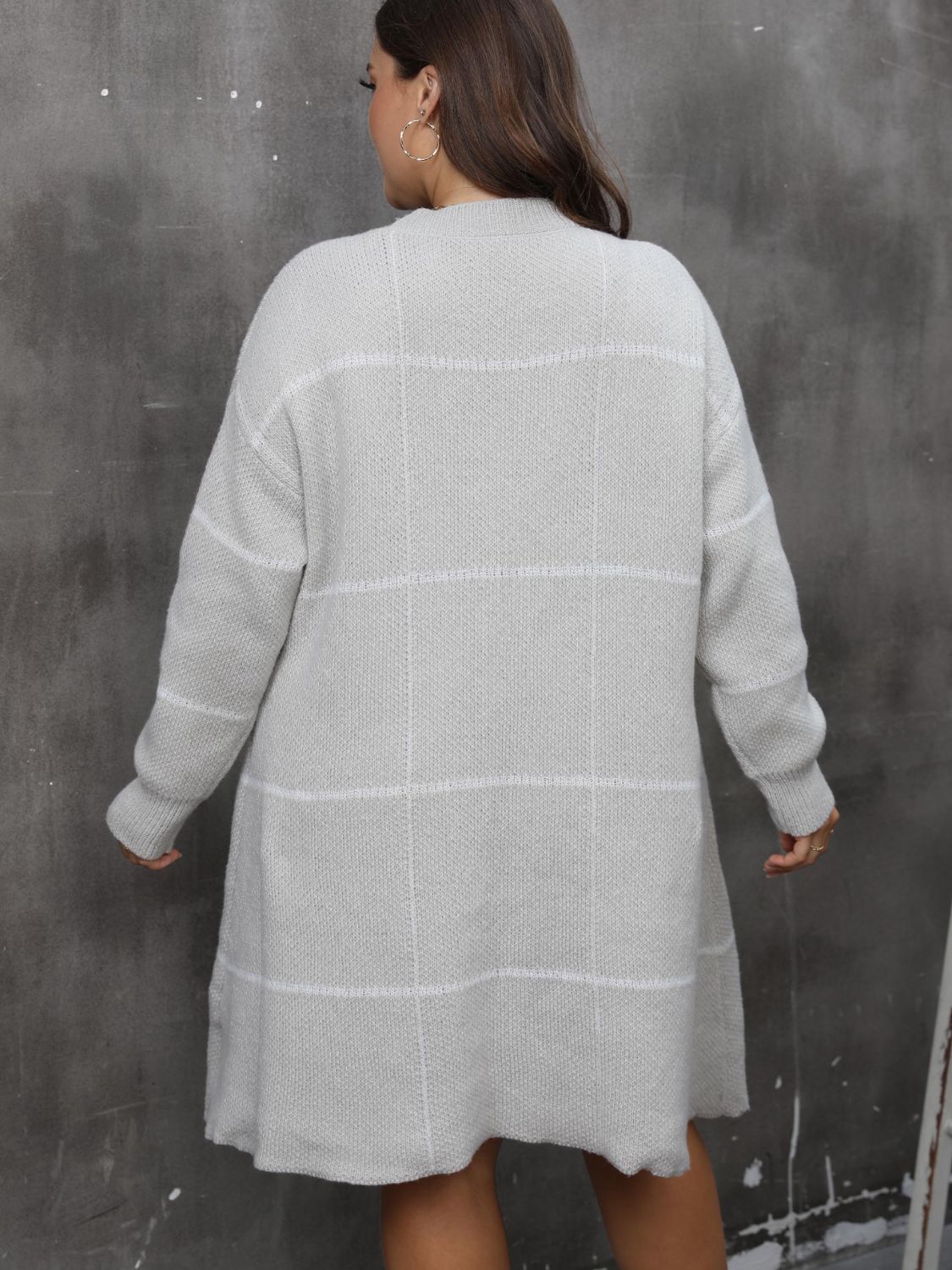 Plus Size Round Neck Long Sleeve Sweater Dress - Luxe4Everyday Gray / 0XL Dress