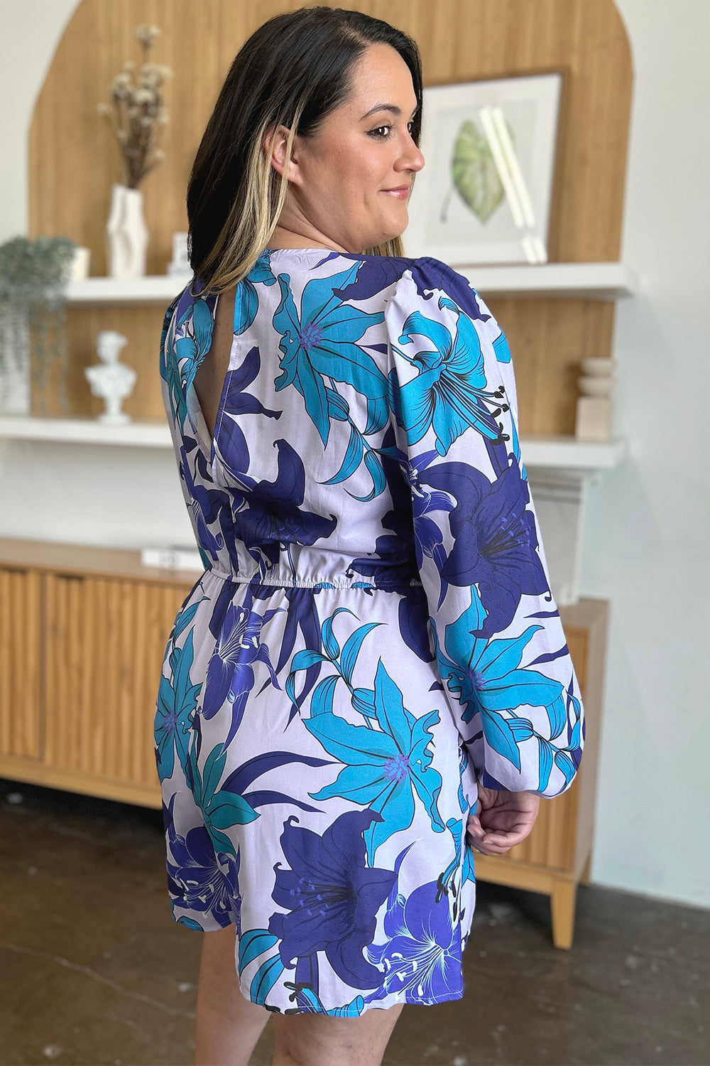 Double Take Full Size Floral Long Sleeve Romper with Pockets - Luxe4Everyday Jumpsuit