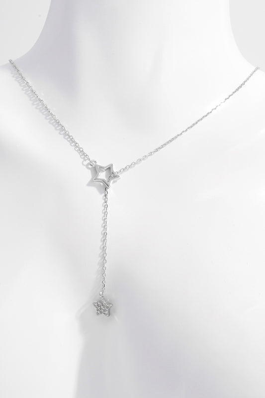 925 Sterling Silver Zircon Star Drop Necklace - Luxe4Everyday Silver / One Size Necklace