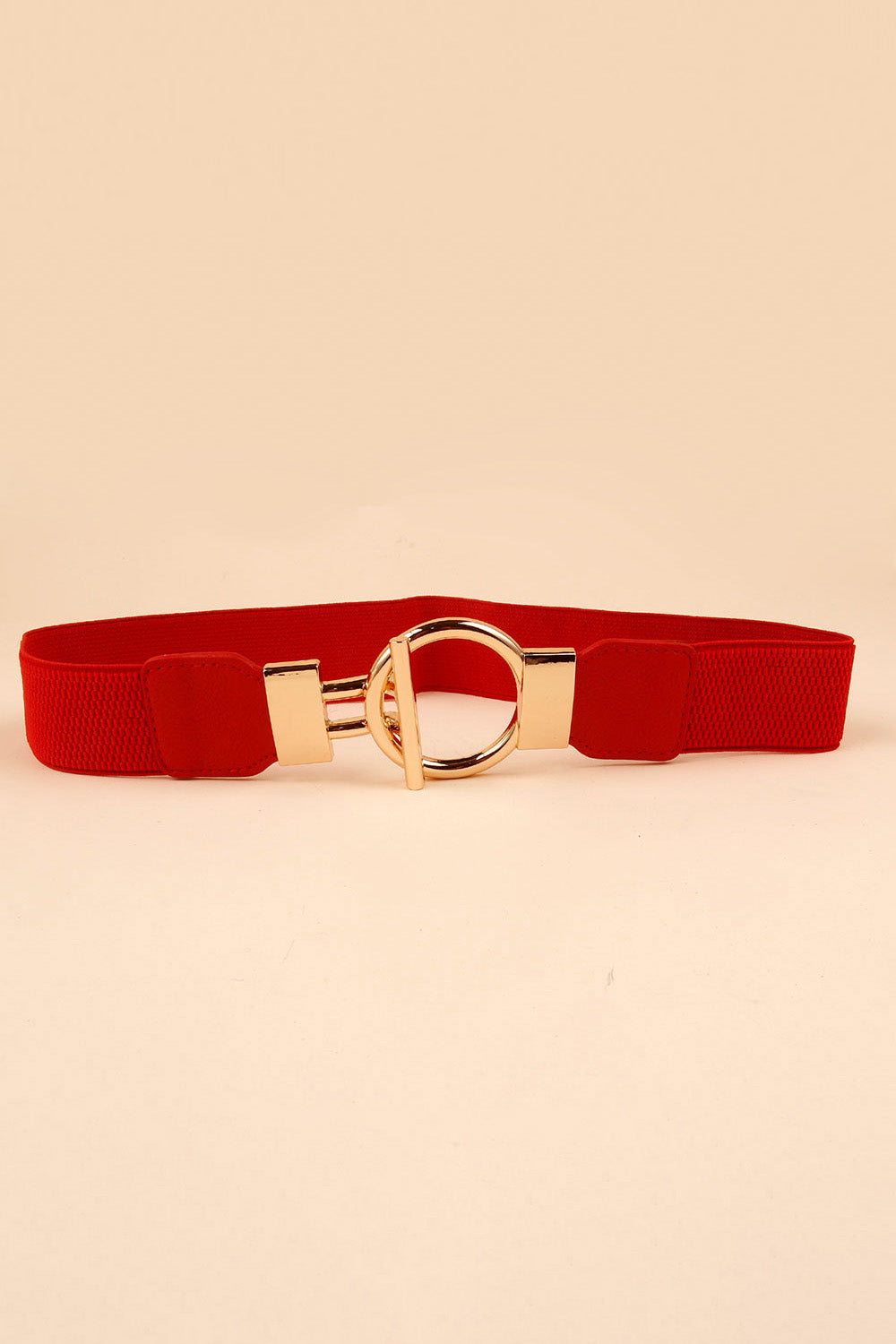 Circle Shape Buckle Zinc Alloy Buckle PU Leather Belt - Luxe4Everyday Red / One Size Belt