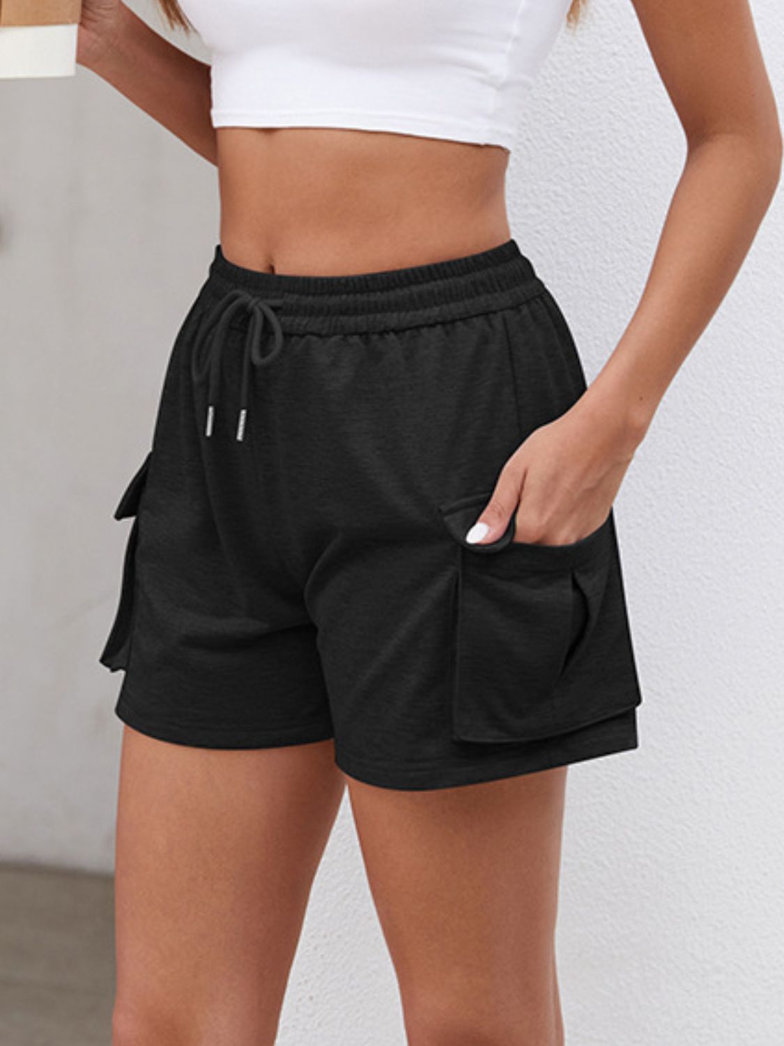 Drawstring Elastic Waist Shorts with Pockets - Luxe4Everyday Shorts