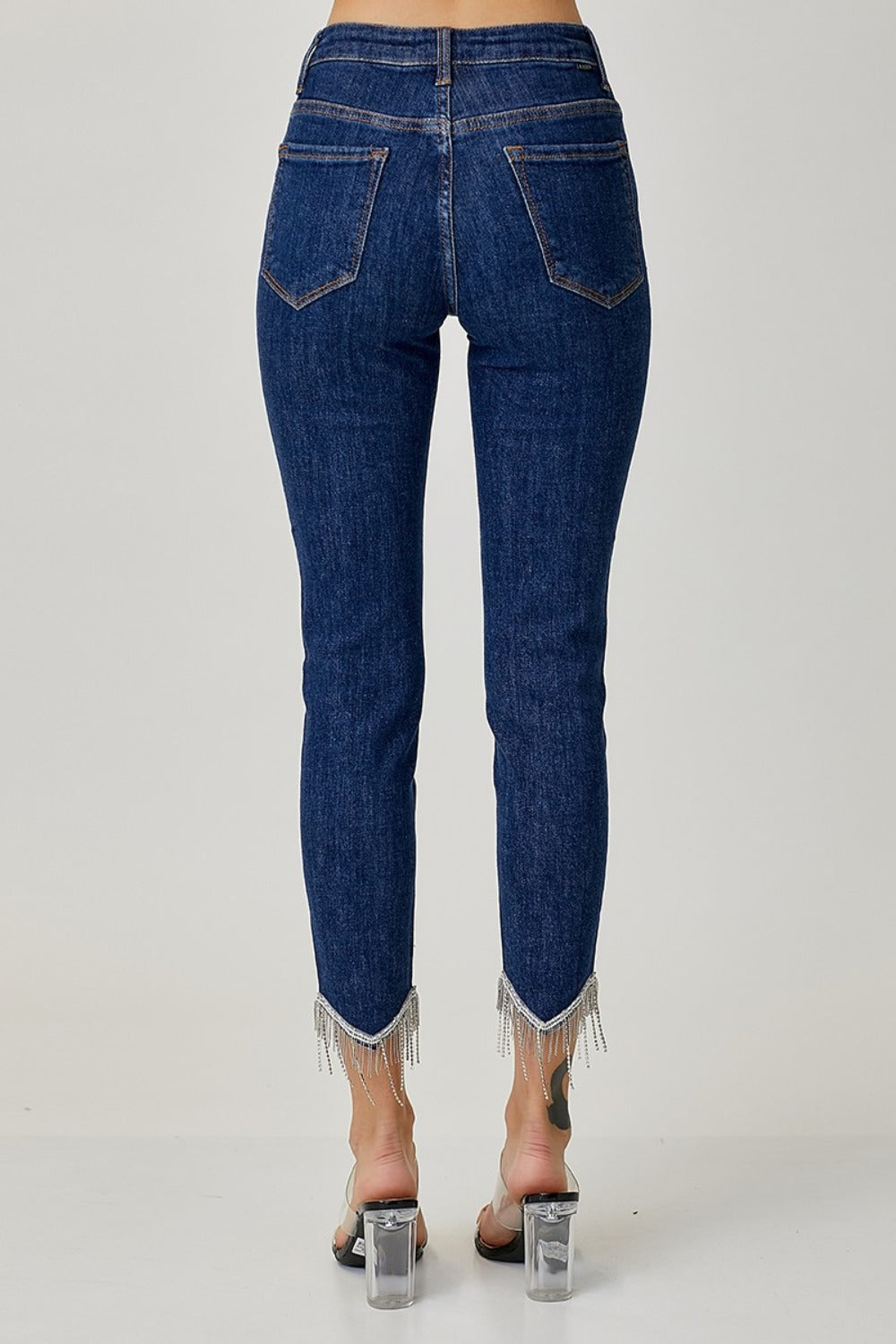 RISEN Full Size Embellished Mid Rise Crop Skinny Jeans - Luxe4Everyday Jeans