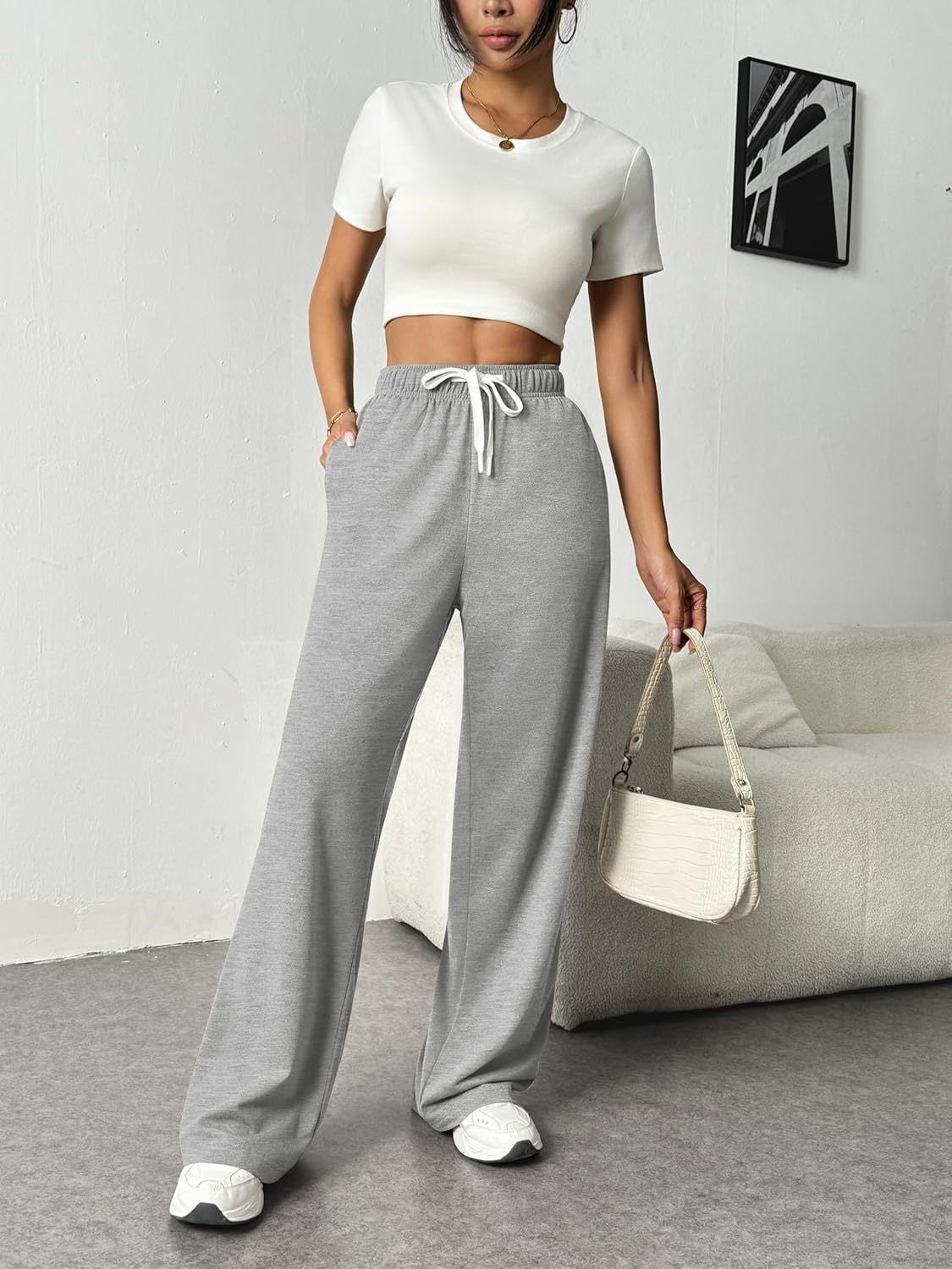 Drawstring Wide Leg Pants with Pockets - Luxe4Everyday Pants