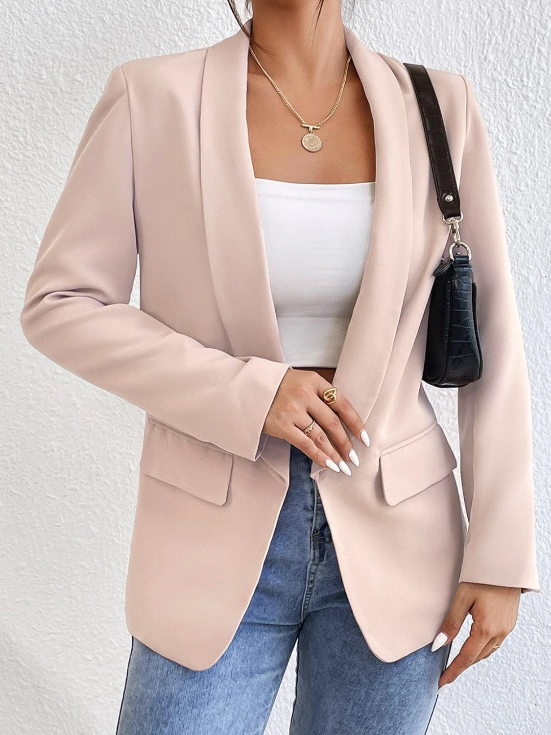 Shawl Collar Long Sleeve Blazer - Luxe4Everyday Blazer