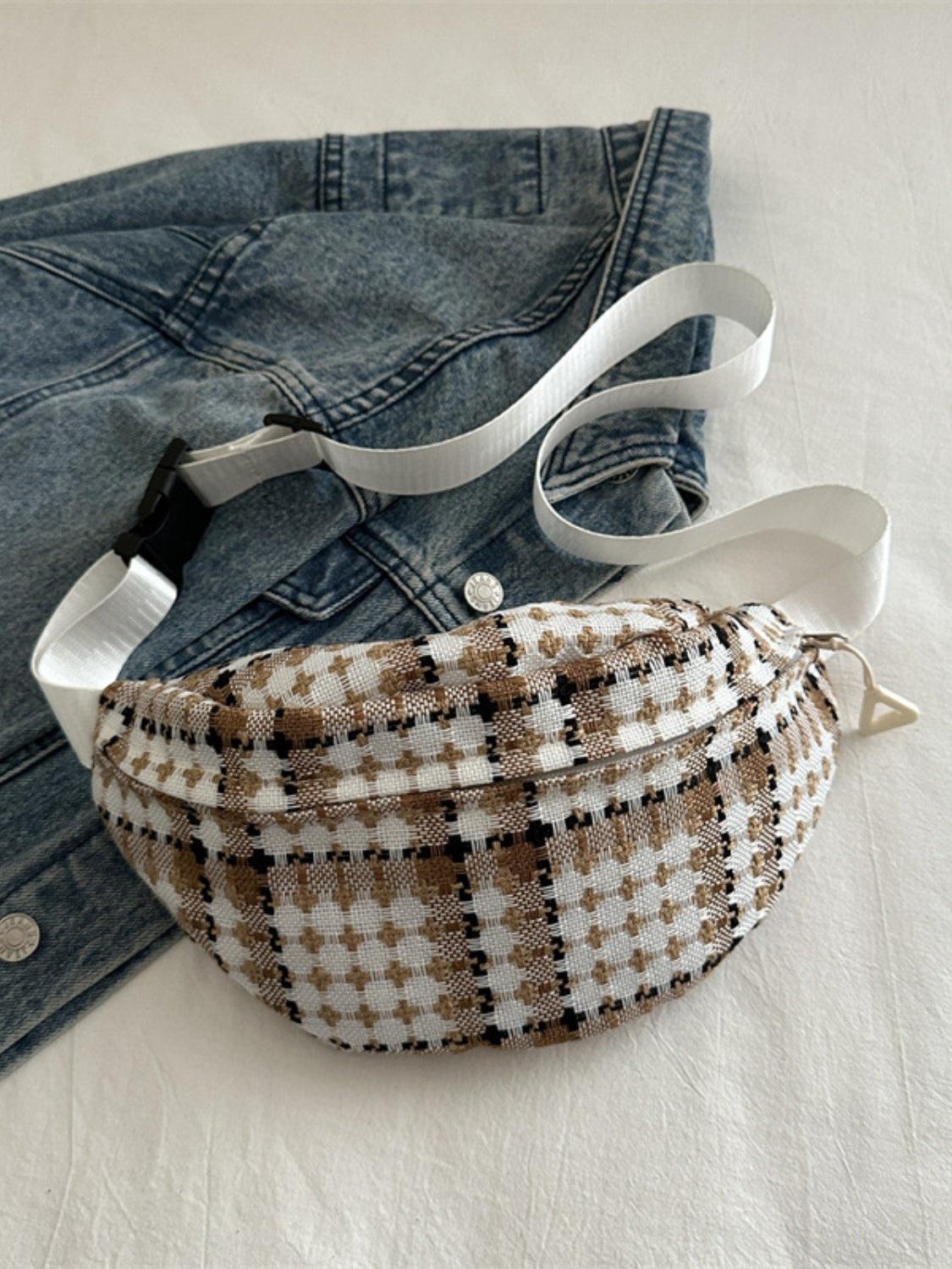 Plaid Wide Strap Crossbody Bag - Luxe4Everyday Khaki / One Size Bags