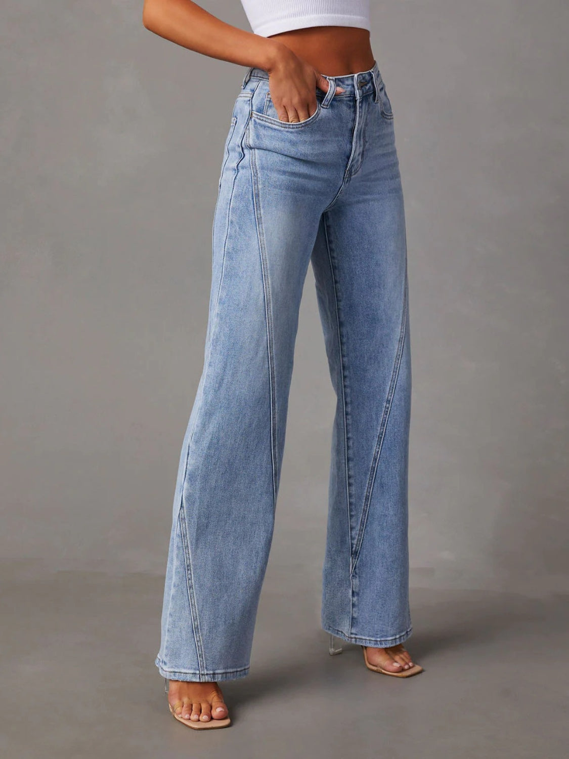 High Waist Straight Jeans with Pockets - Luxe4Everyday Jeans