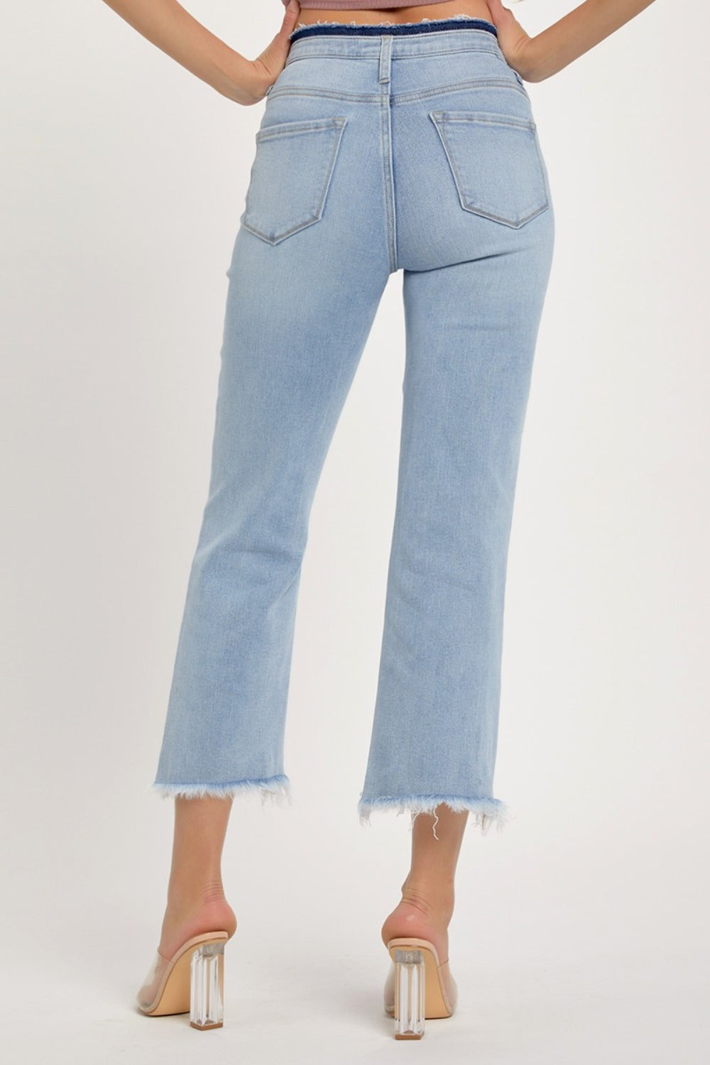 RISEN Full Size High Rise Raw Edge Crop Jeans - Luxe4Everyday Jeans