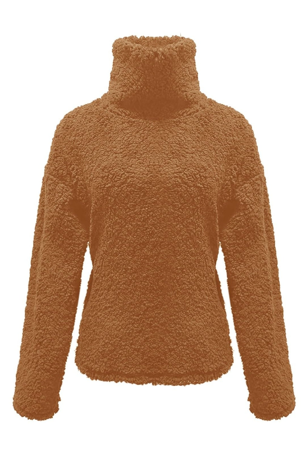 Fuzzy Turtleneck Long Sleeve Sweatshirt - Luxe4Everyday Sweater