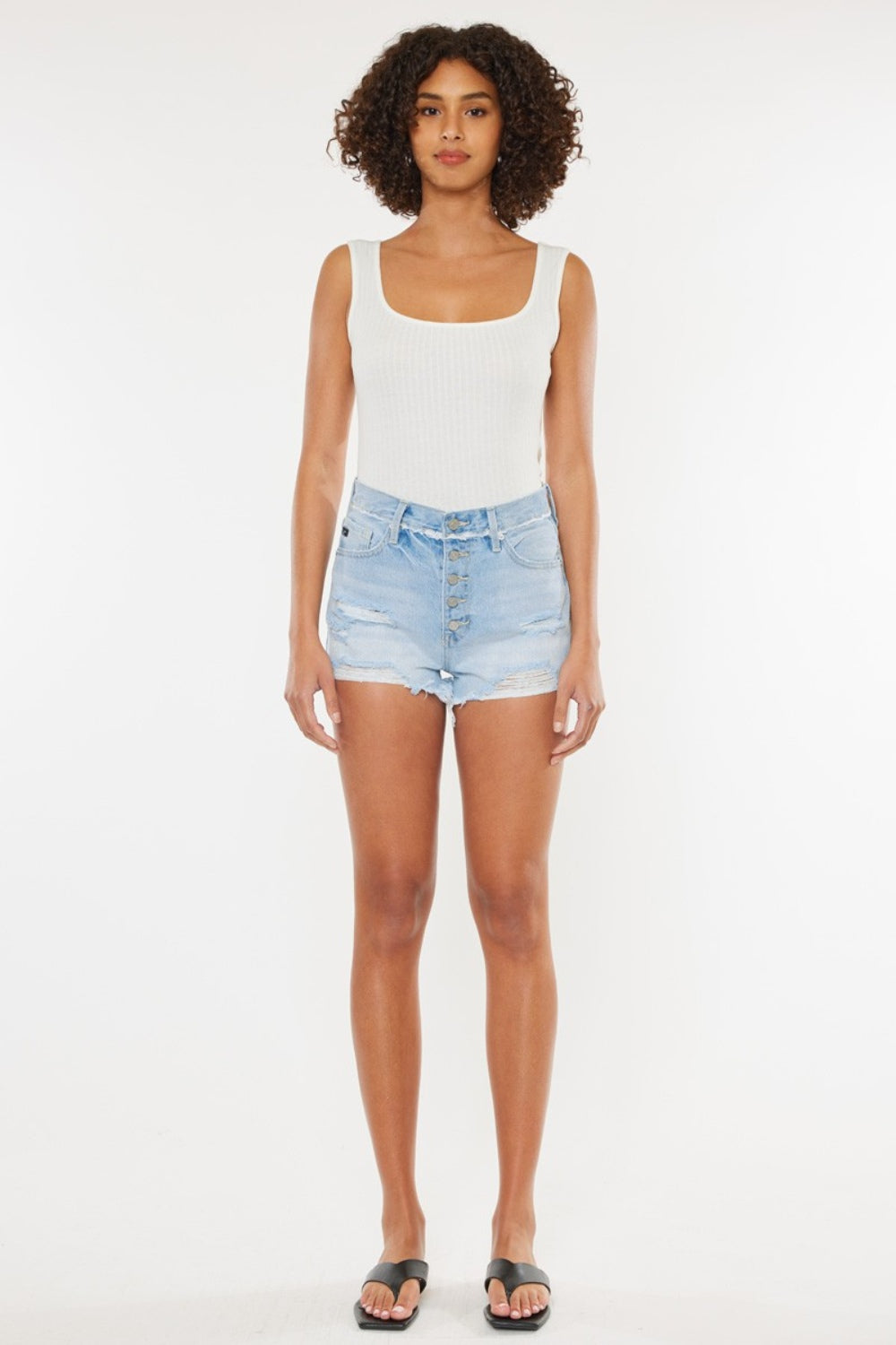 Kancan Distressed Button Fly Denim Shorts - Luxe4Everyday Shorts