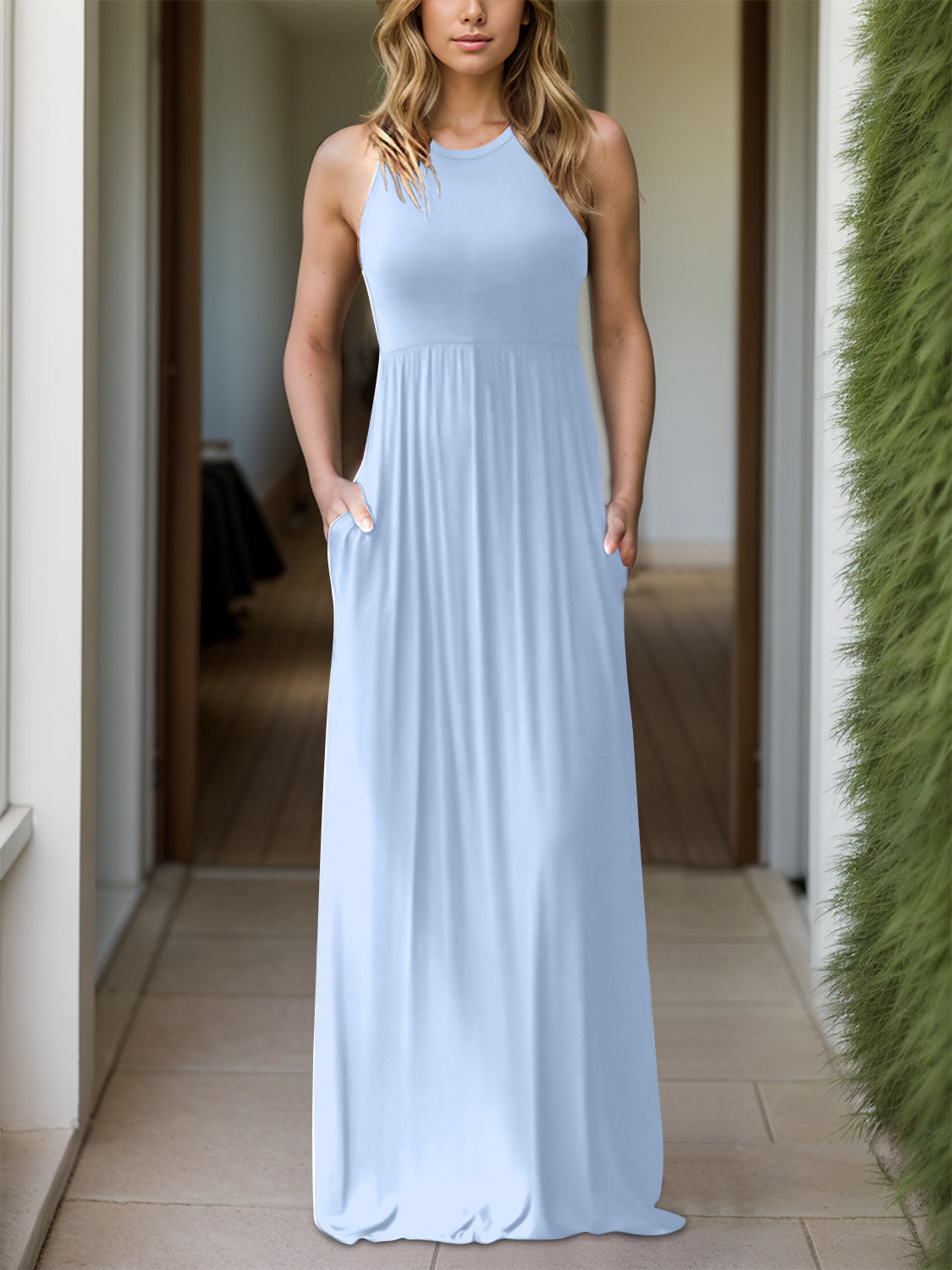 Full Size Grecian Neck Dress with Pockets - Luxe4Everyday Dress