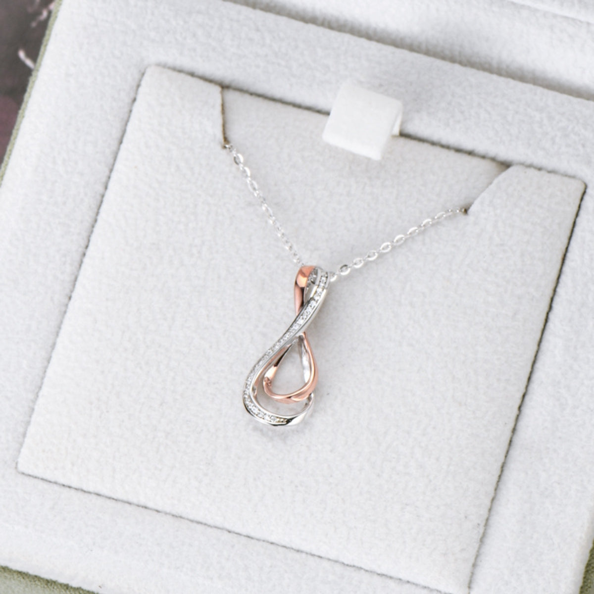 925 Sterling Silver Inlaid Moissanite Infinity Pendant Necklace - Luxe4Everyday Necklace