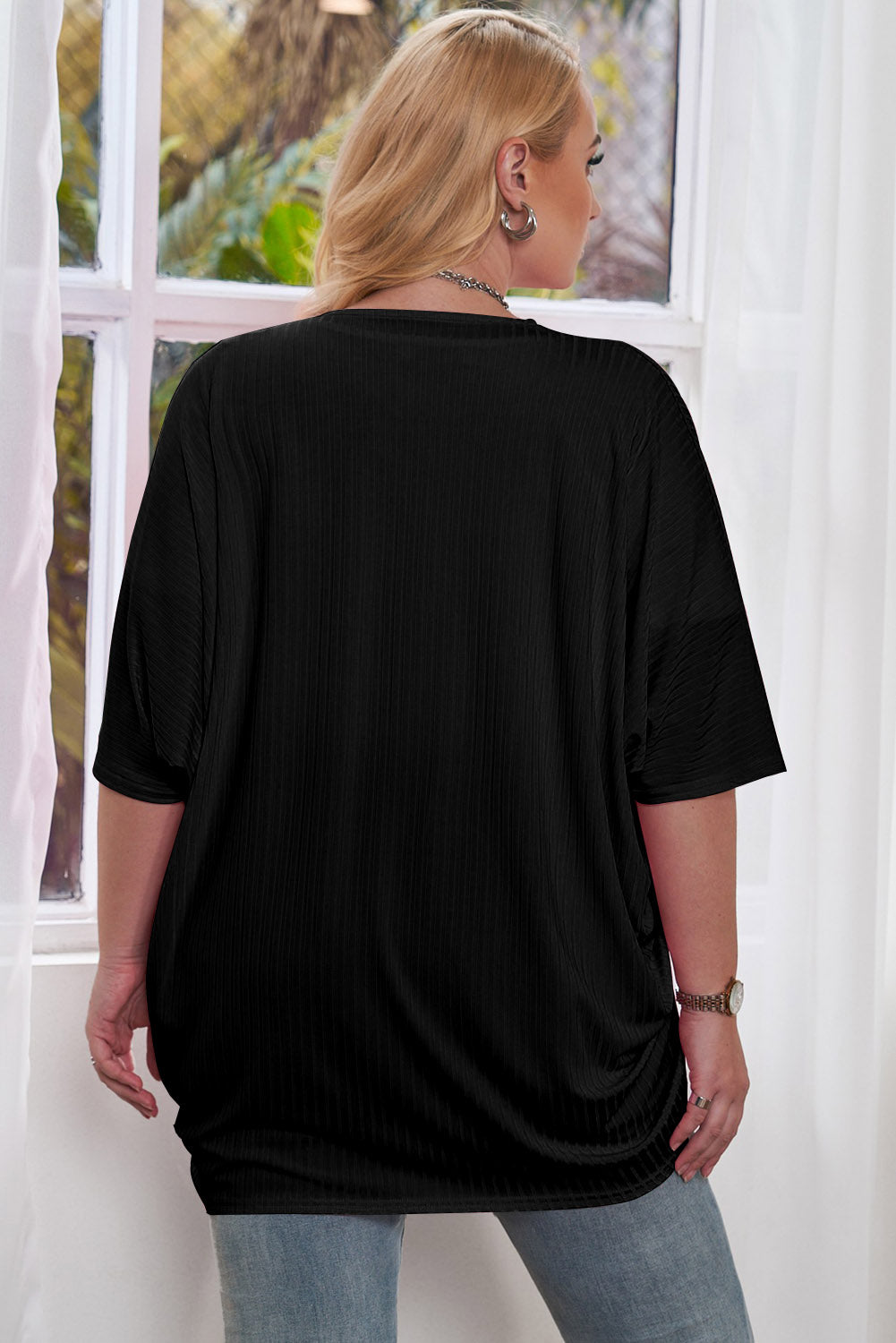 Plus Size Ribbed Cocoon Cover Up - Luxe4Everyday Black / 1XL Cardigan