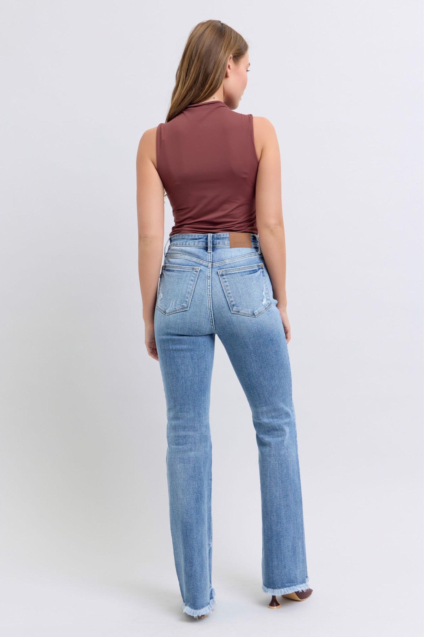 Judy Blue Full Size Raw Hem High Rise Bootcut Jeans - Luxe4Everyday Medium / 0(24) Jeans