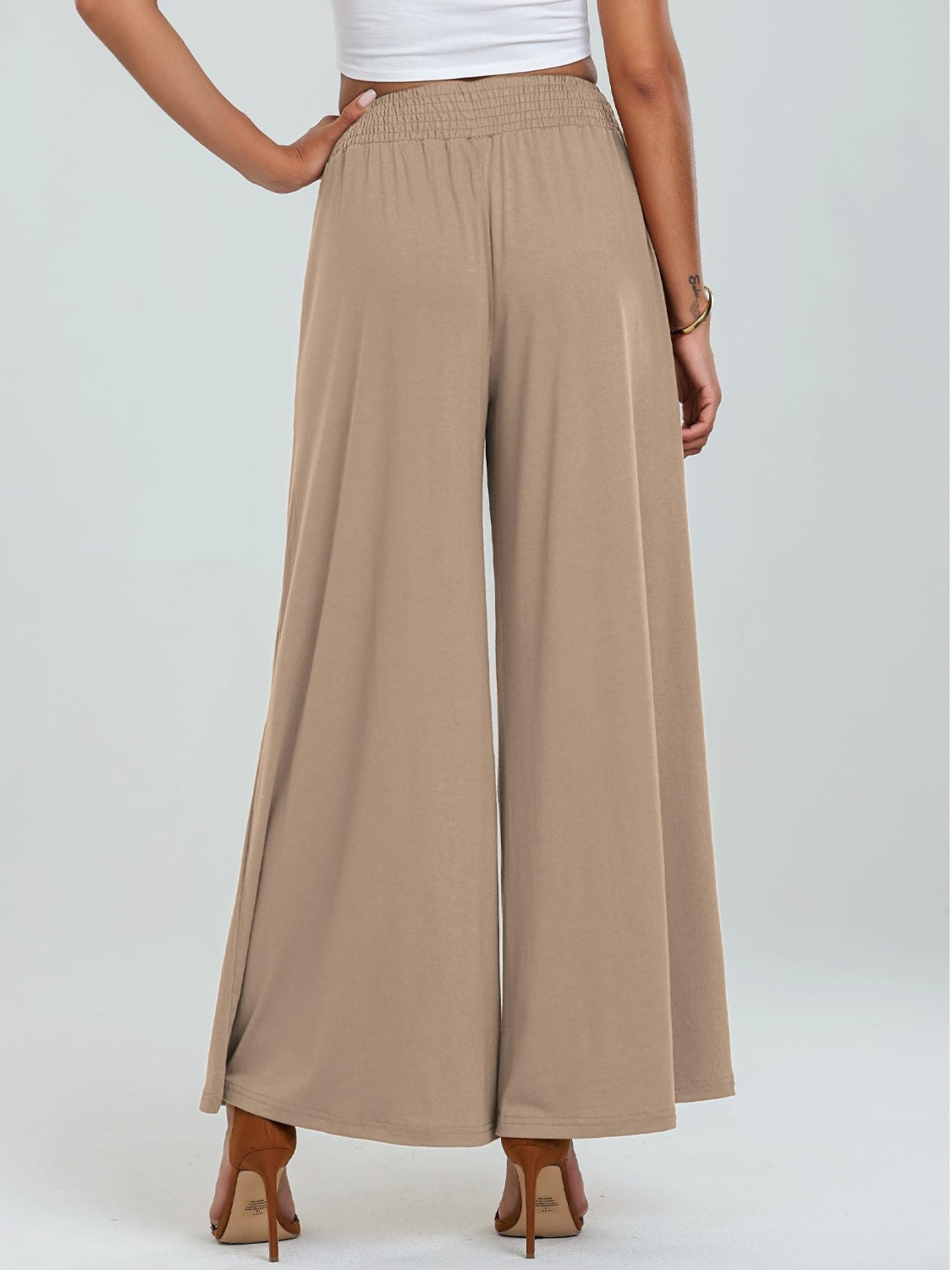 Pocketed Elastic Waist Wide Leg Pants - Luxe4Everyday Pants