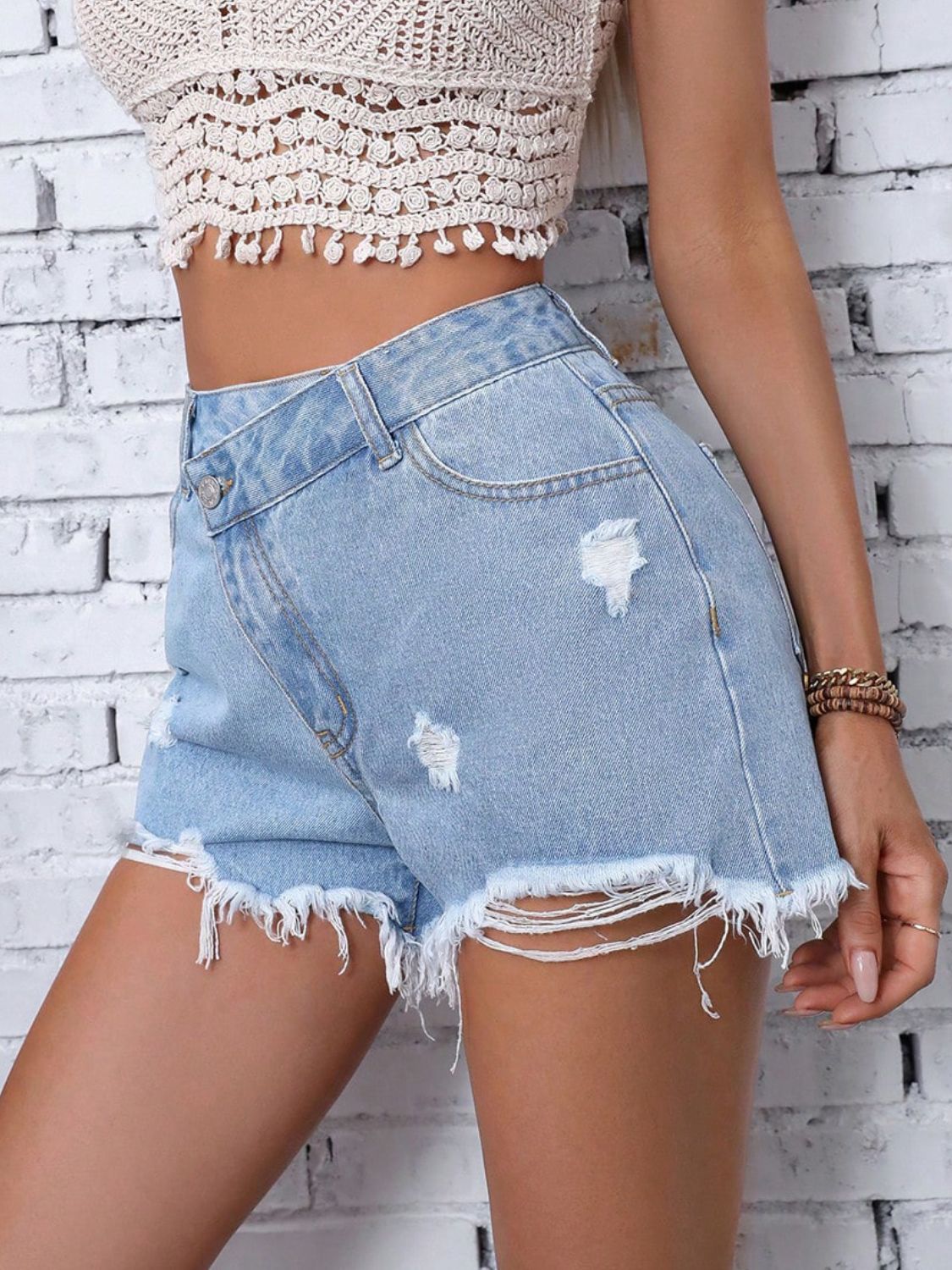 Distressed Raw Hem Denim Shorts - Luxe4Everyday Shorts