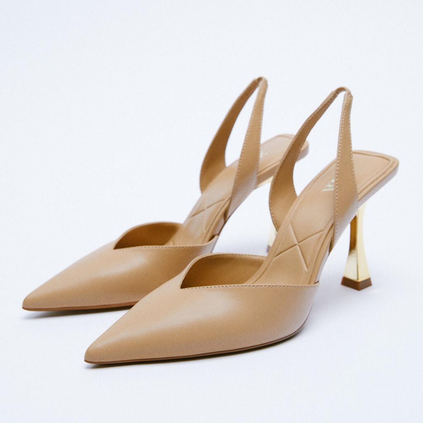 PU Leather Point Toe Stiletto Heel Pumps - Luxe4Everyday Khaki / 36(US5) Shoes