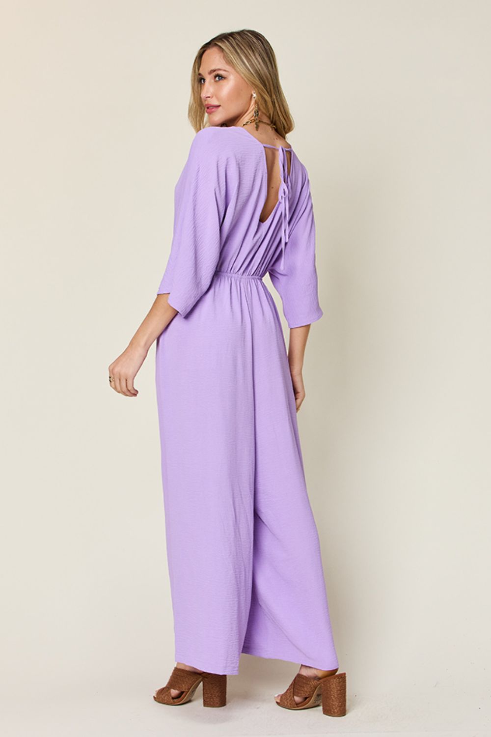 Double Take Full Size Surplice Wide Leg Jumpsuit with Pockets - Luxe4Everyday Jumpsuit