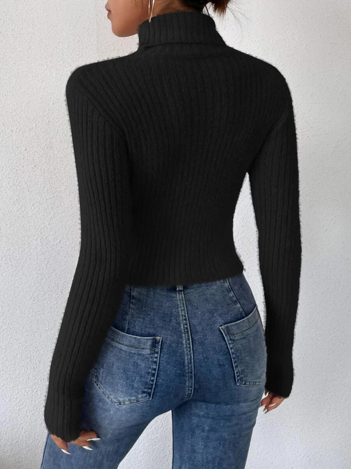 Ribbed Turtleneck Long Sleeve Sweater - Luxe4Everyday Sweater