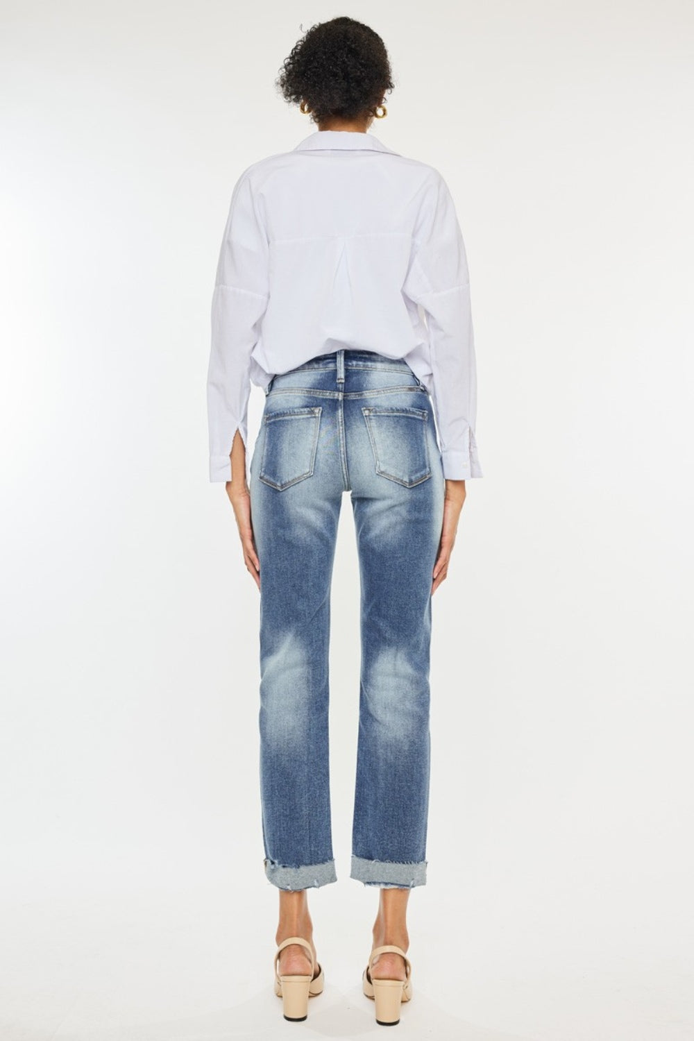 Kancan High Rise Cuffed Straight Jeans - Luxe4Everyday Jeans