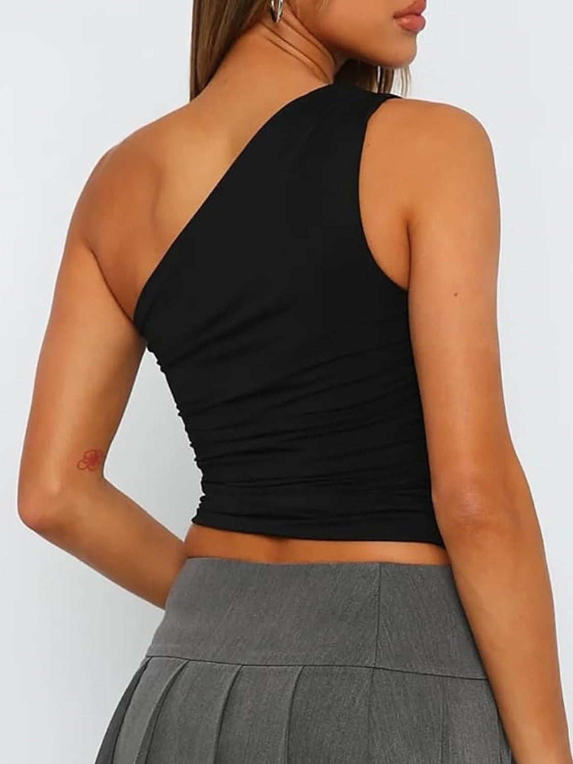 Mandy Ruched One Shoulder Tank - Luxe4Everyday Shirt