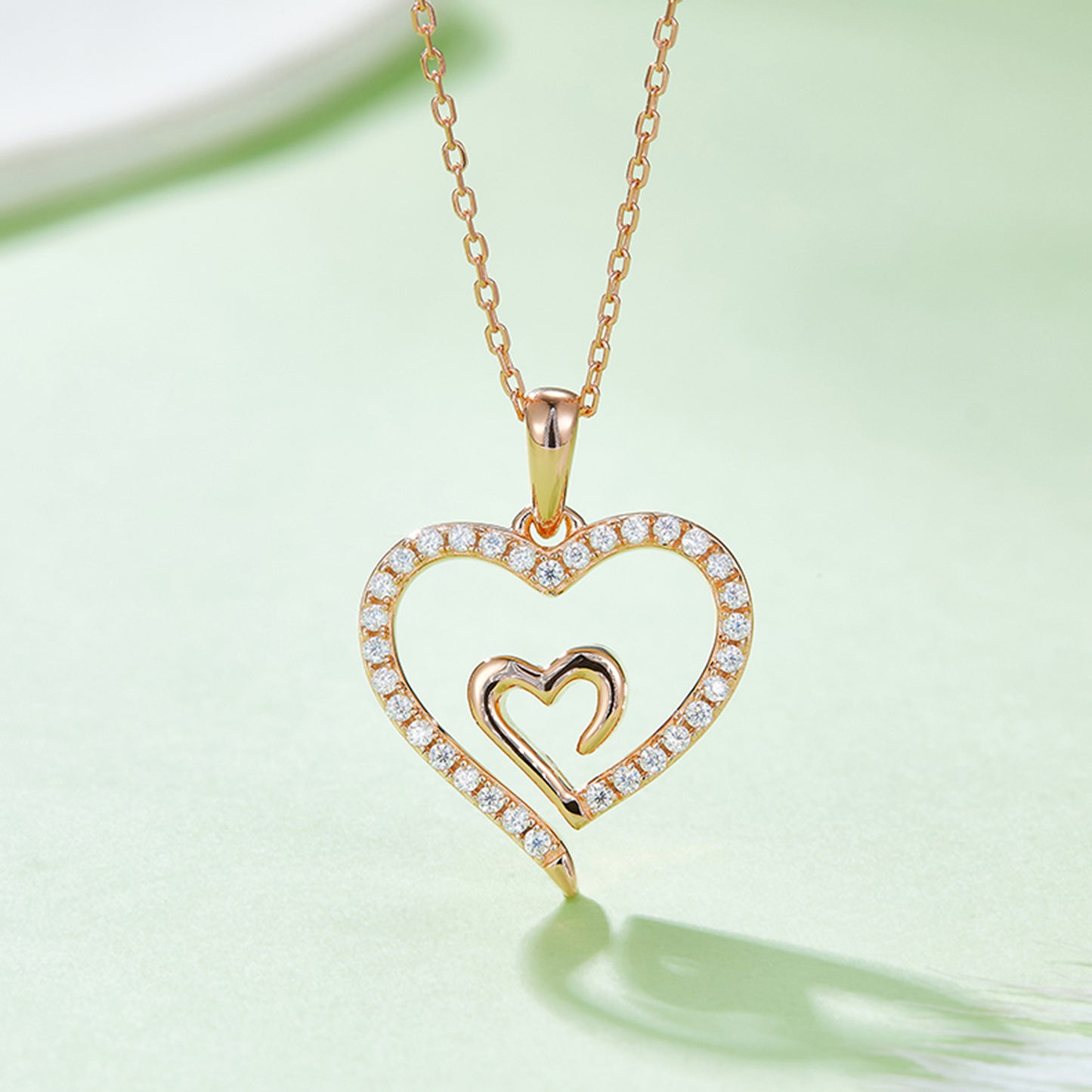 Moissanite 925 Sterling Silver Heart Pendant Necklace - Luxe4Everyday Rose Gold / One Size Necklace