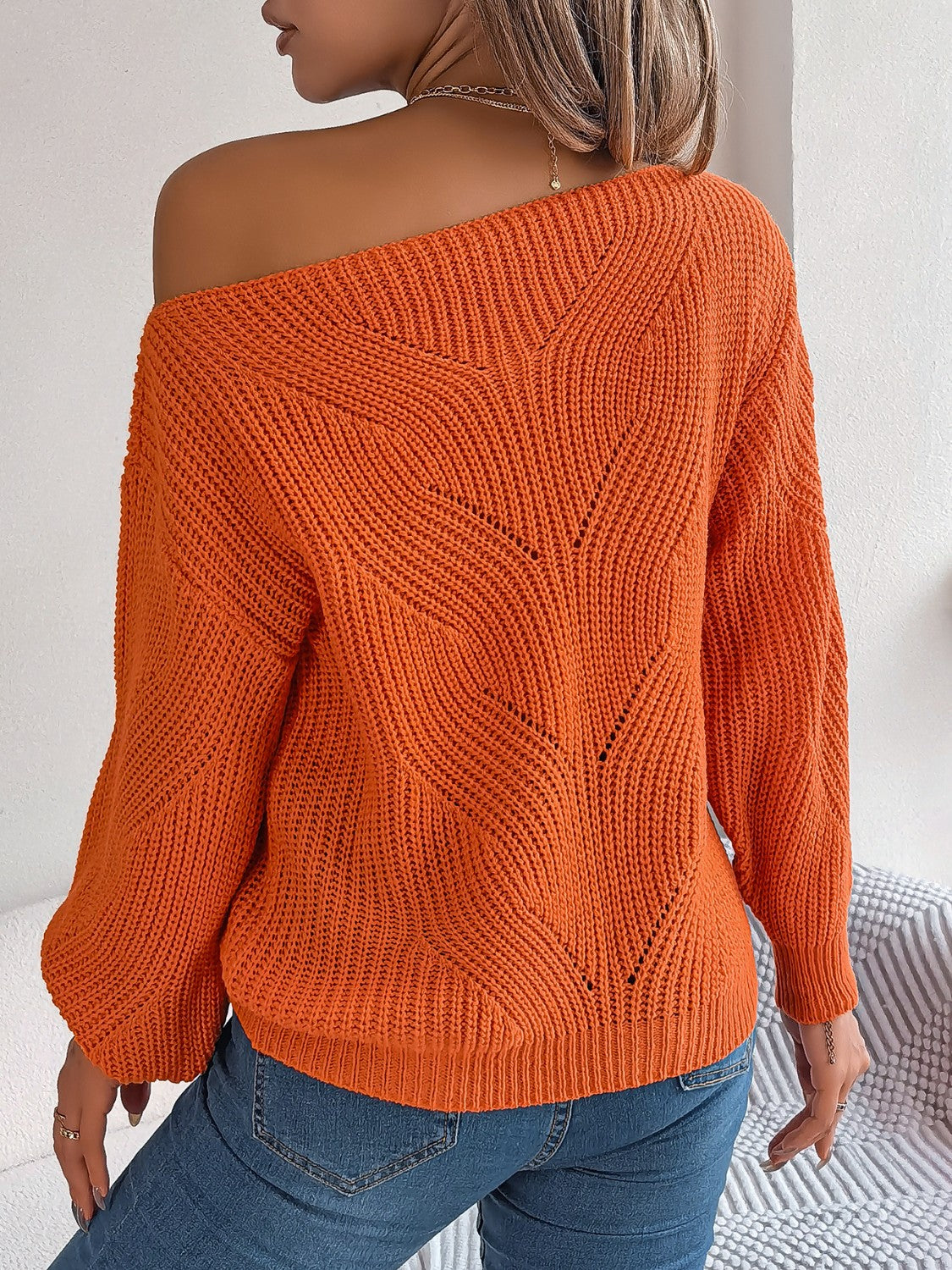 Openwork Long Sleeve Sweater - Luxe4Everyday Sweater