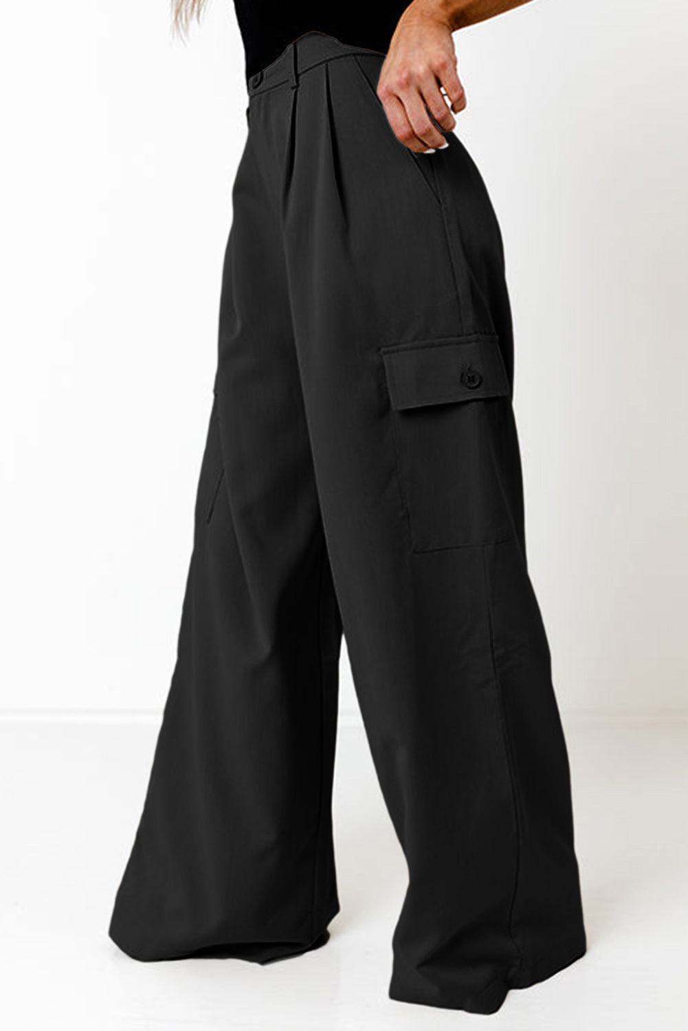 Ruched Wide Leg Pants with Pockets - Luxe4Everyday Pants