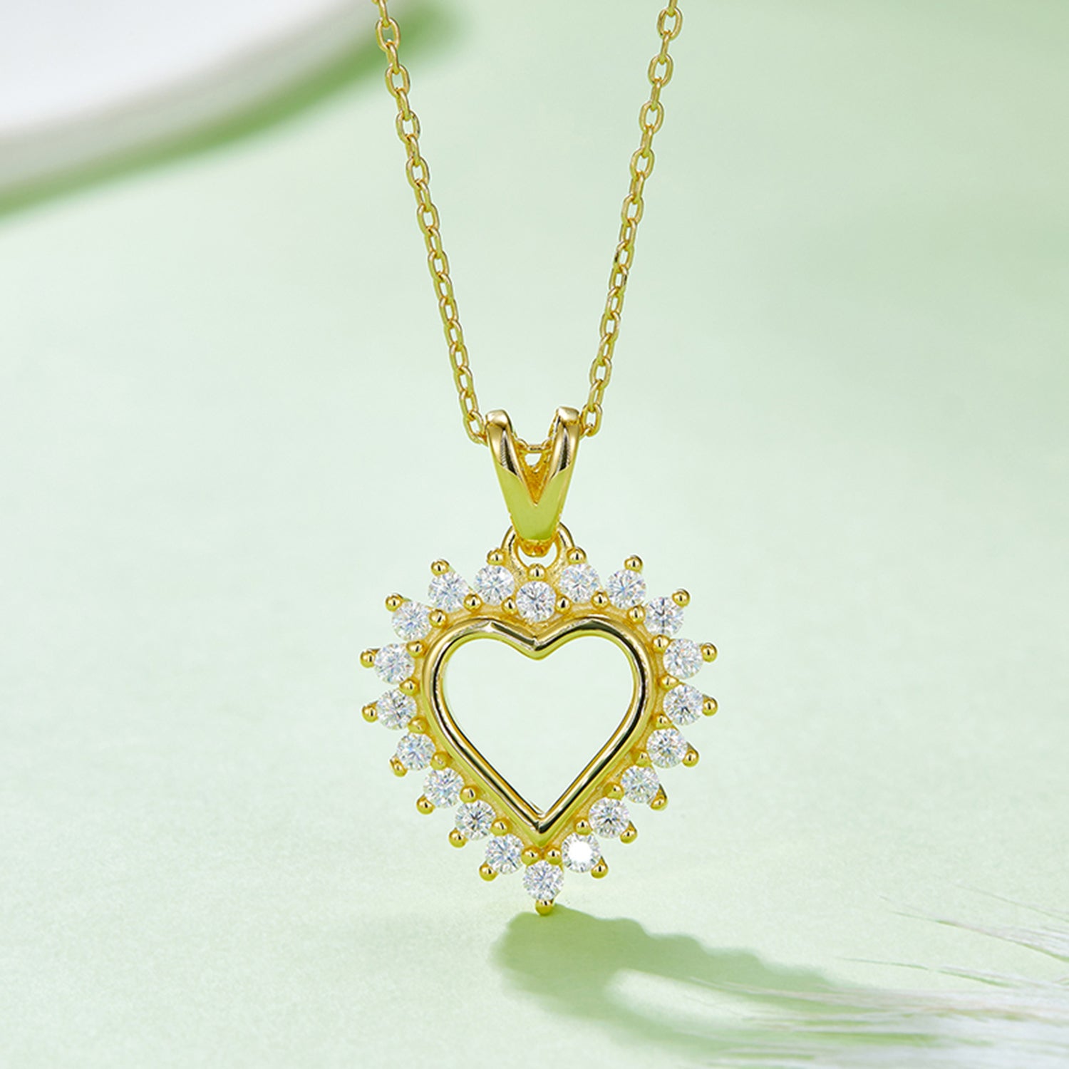 Moissanite 925 Sterling Silver Heart Pendant Necklace - Luxe4Everyday Gold / One Size Necklace