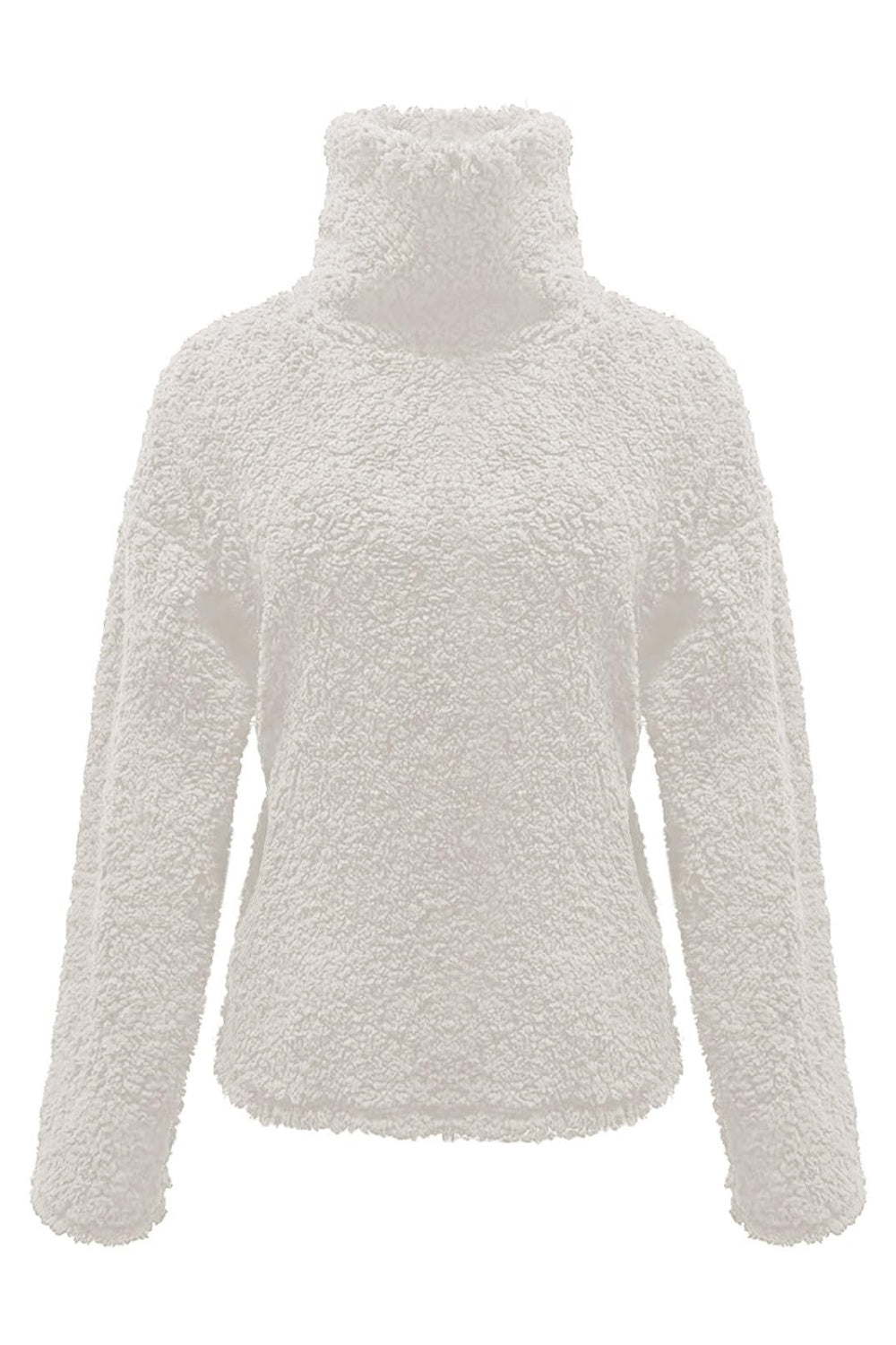 Fuzzy Turtleneck Long Sleeve Sweatshirt - Luxe4Everyday Sweater