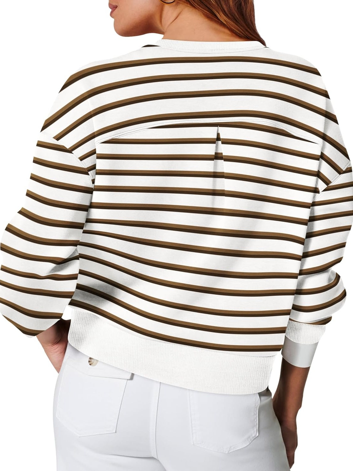 Lovelet Striped Round Neck Long Sleeve Sweatshirt - Luxe4Everyday Sweater