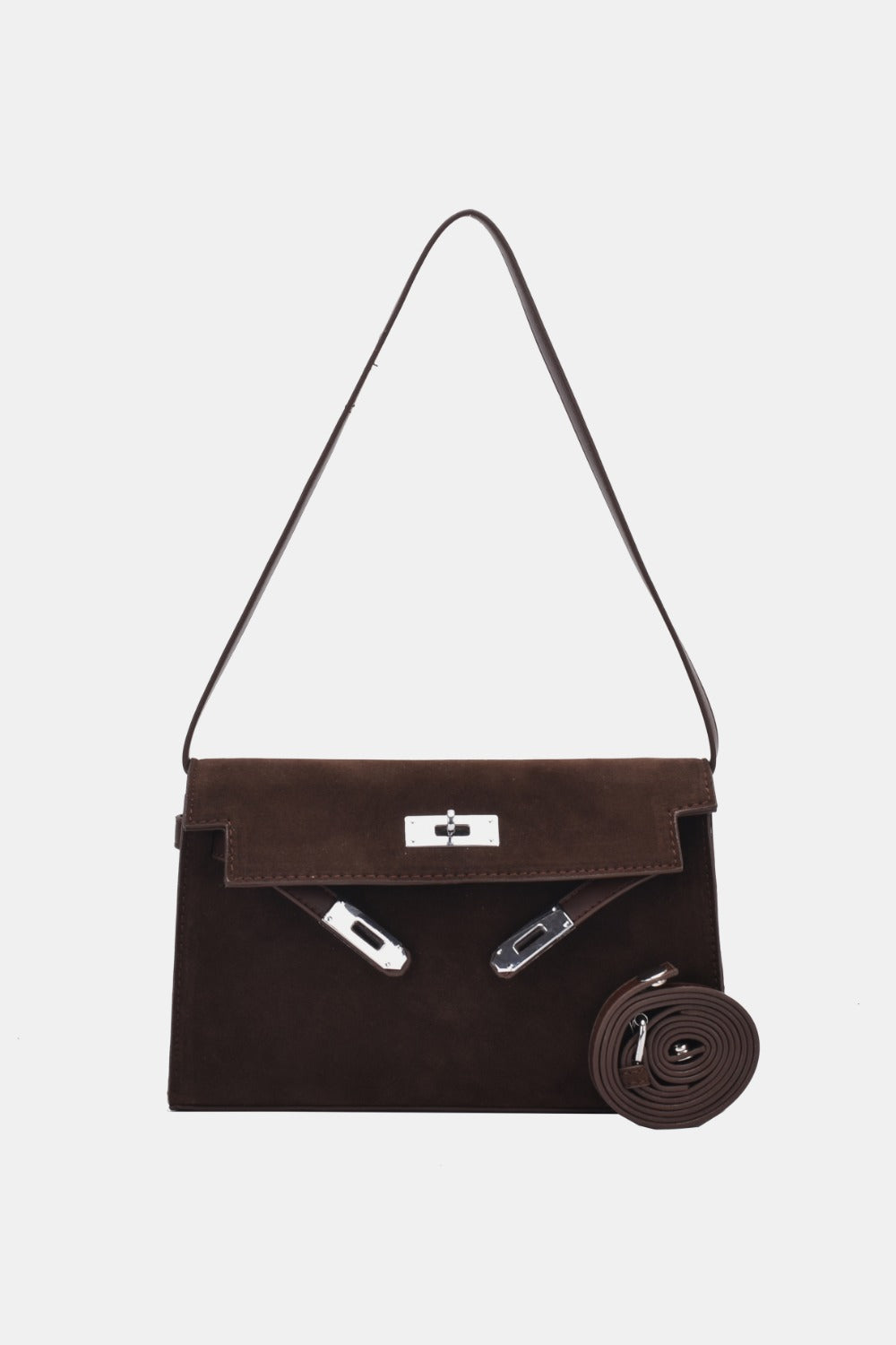 Suede PU Leather Strap Shoulder Bag - Luxe4Everyday Brown / One Size Bags