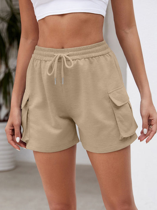 Drawstring Elastic Waist Shorts with Pockets - Luxe4Everyday Camel / S Shorts