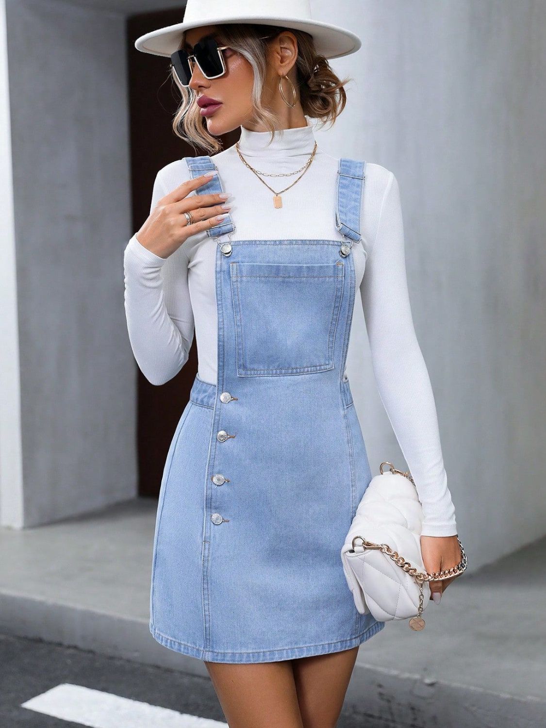 Wide Strap Denim Overall Dress - Luxe4Everyday Medium / XS Dress