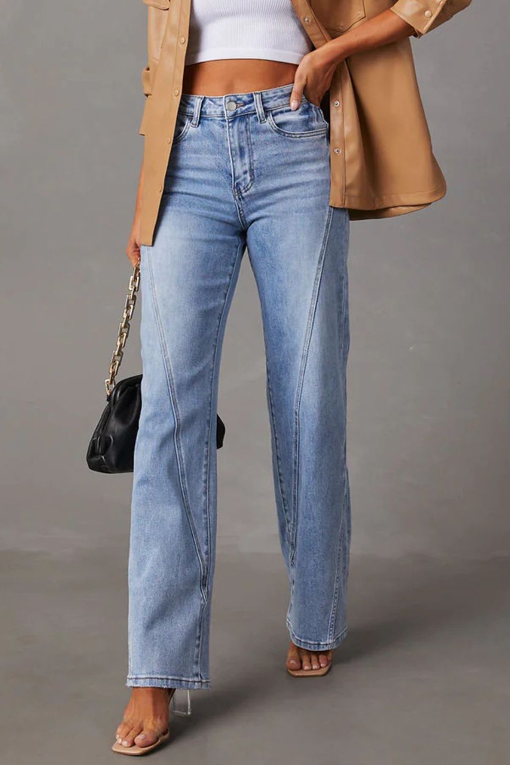 High Waist Straight Jeans with Pockets - Luxe4Everyday Jeans