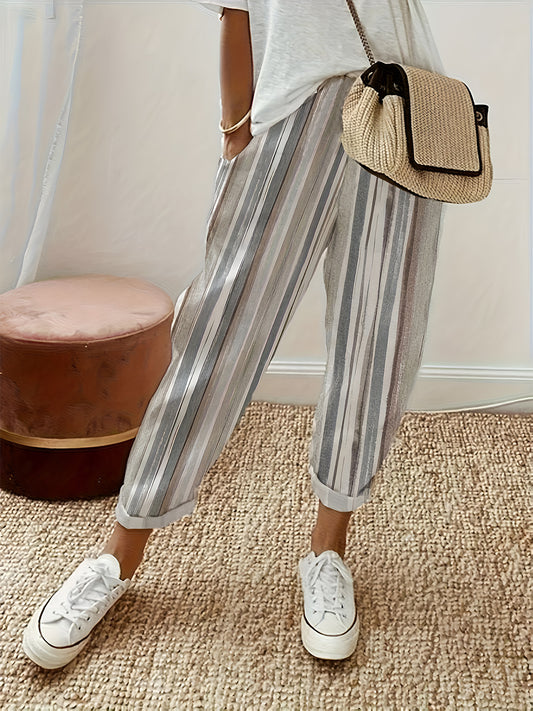 Striped Pants with Pockets - Luxe4Everyday Dust Storm / S Pants