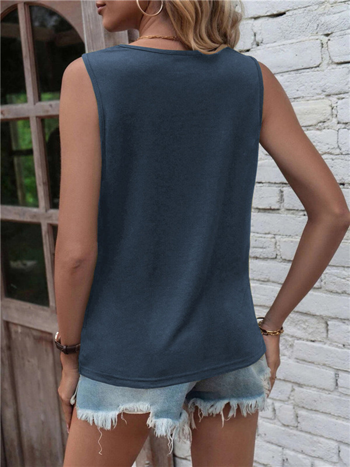 Cutout Twisted Round Neck Tank - Luxe4Everyday Shirt