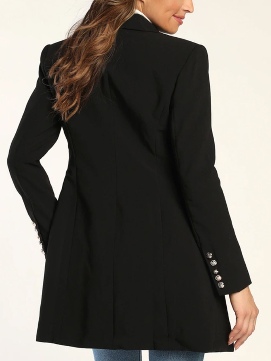 Lapel Collar Long Sleeve Blazer - Luxe4Everyday Black / S Blazer