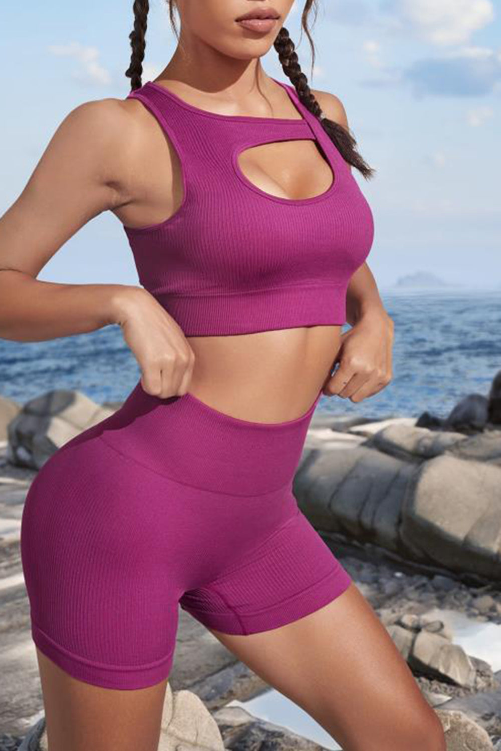 Cutout Two-Piece Sports Set - Luxe4Everyday Activewear