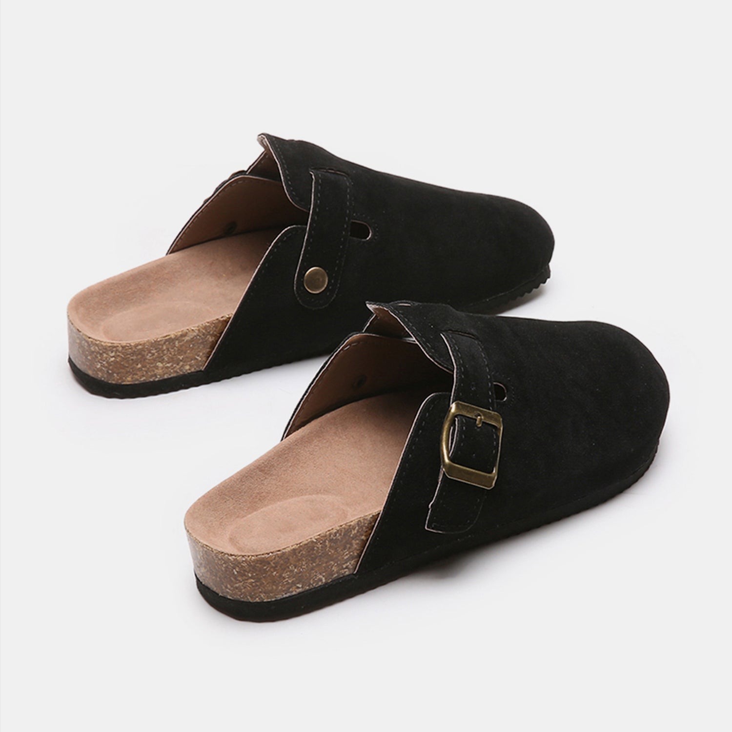 Suede Closed Toe Buckle Slide - Luxe4Everyday Black / 6 Shoes