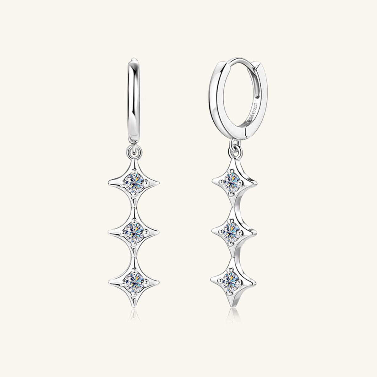 Moissanite 925 Sterling Silver Geometric Shape Earrings - Luxe4Everyday earrings