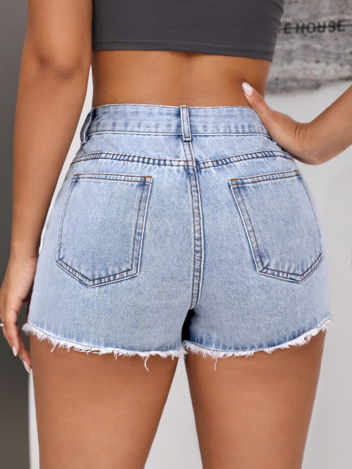 Raw Hem Pocketed Denim Shorts - Luxe4Everyday Shorts