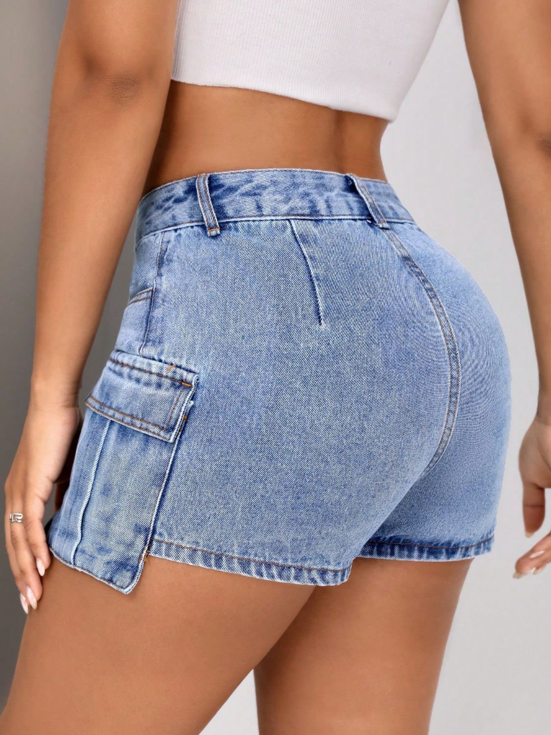 Mid-Rise Waist Denim Shorts with Pockets - Luxe4Everyday Shorts