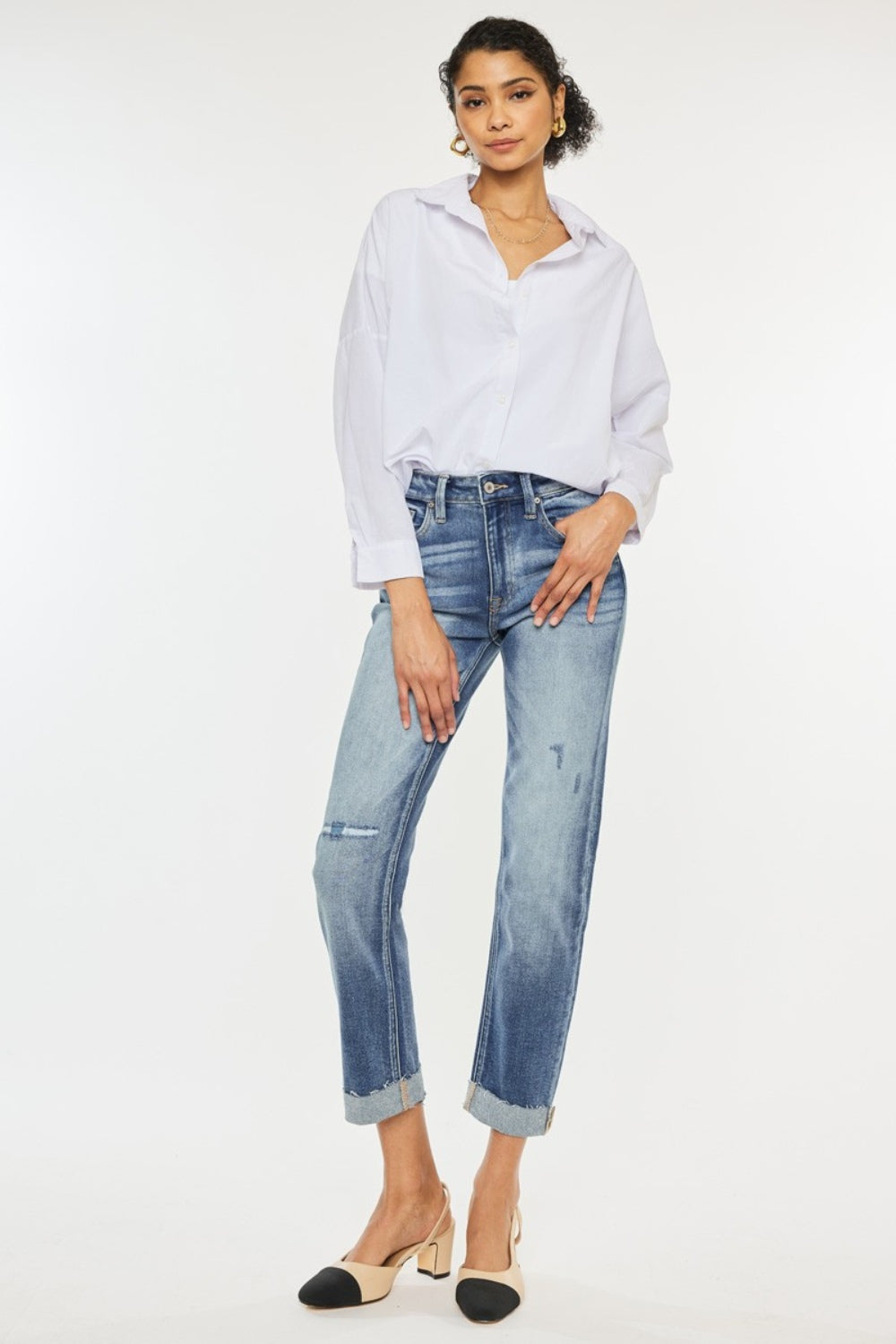 Kancan High Rise Cuffed Straight Jeans - Luxe4Everyday Jeans