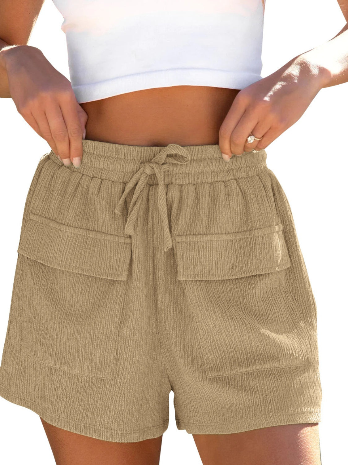 Drawstring High Waist Shorts with Pockets - Luxe4Everyday Shorts