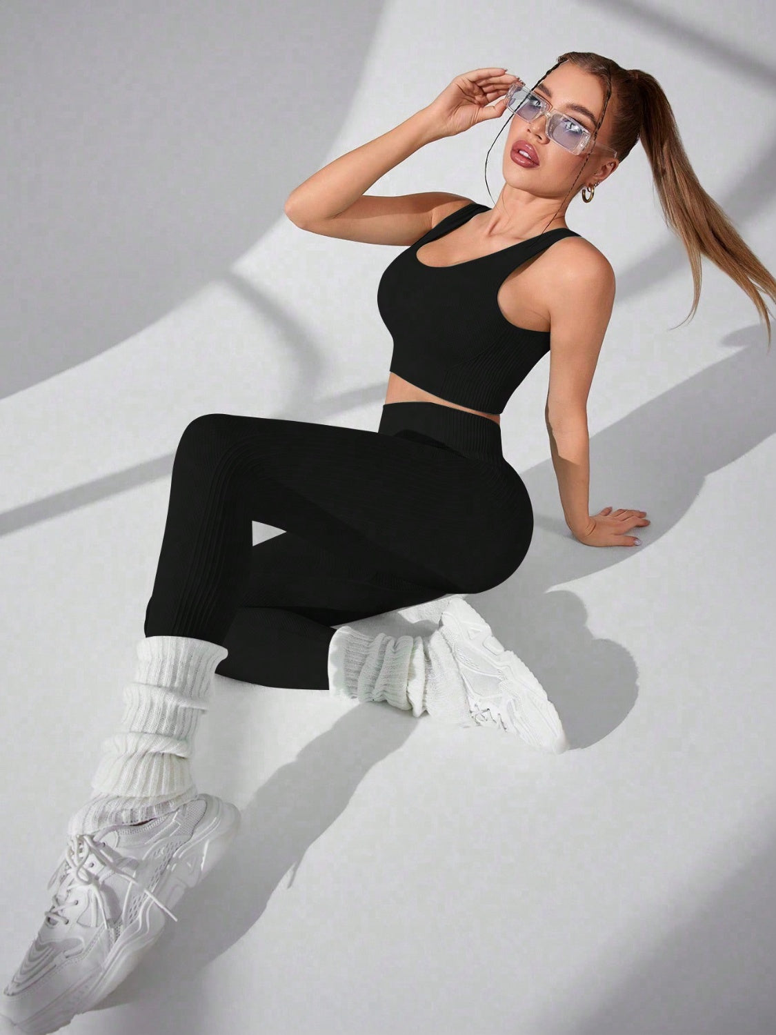 Scoop Neck Wide Strap Top and Pants Active Set - Luxe4Everyday activewear