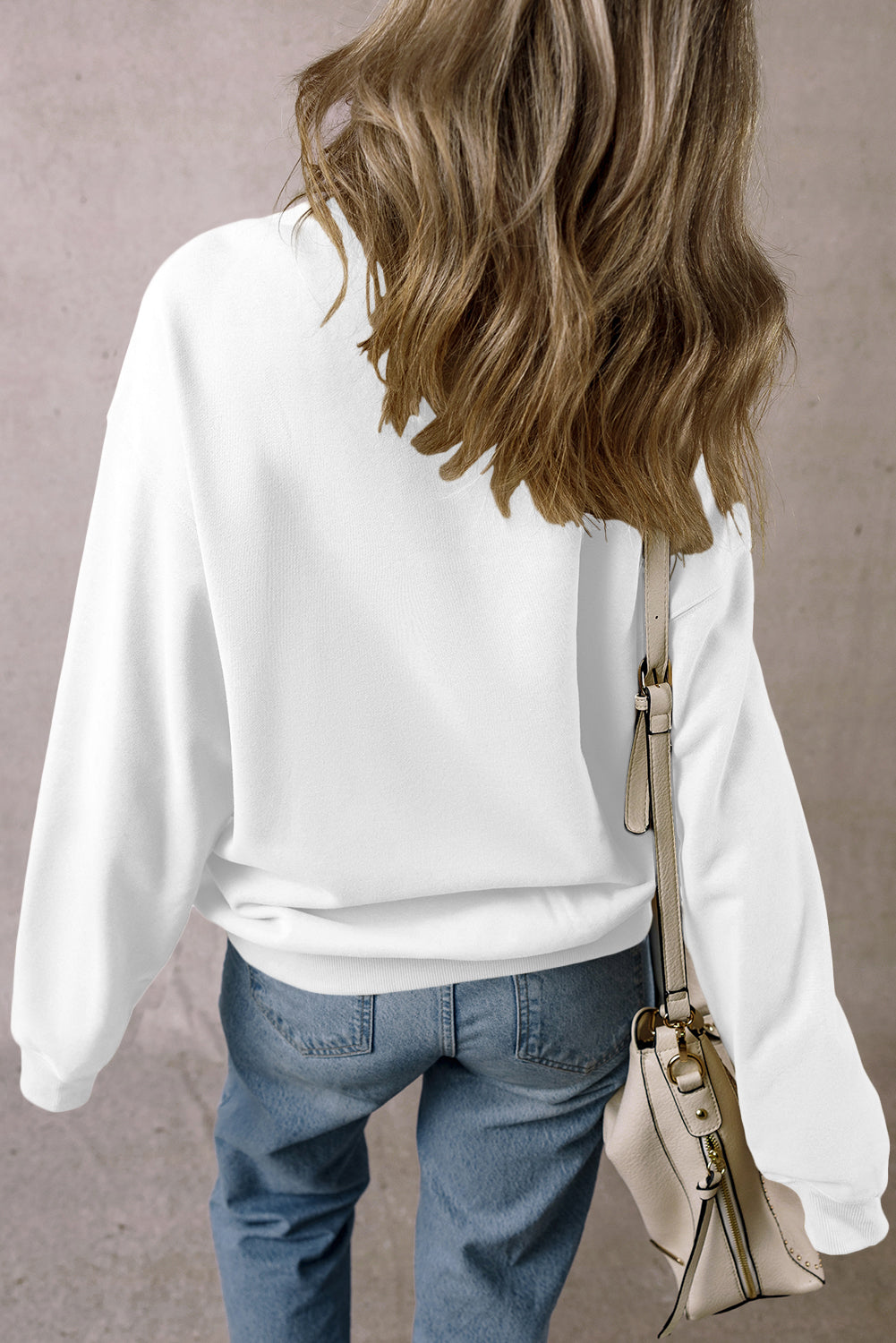 TEXAS Round Neck Dropped Shoulder Sweatshirt - Luxe4Everyday White / S Sweatshirt