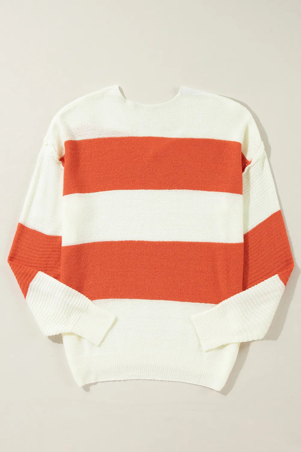 Color Block Dropped Shoulder V-Neck Sweater - Luxe4Everyday Sweater