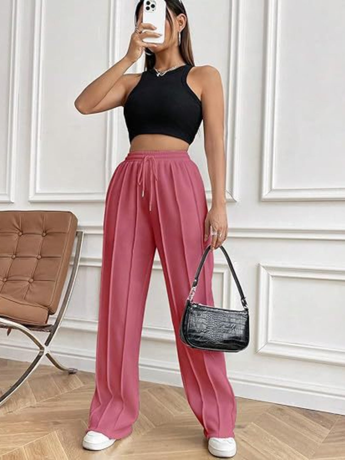 Drawstring Wide Leg Pants with Pockets - Luxe4Everyday Pants